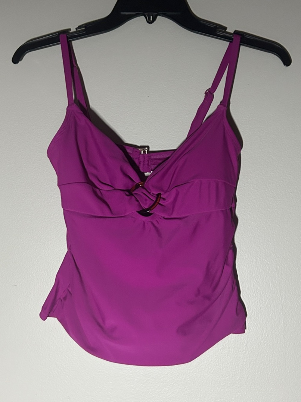 Vibrant Magenta Tankini Swim Top with Ring Accent
